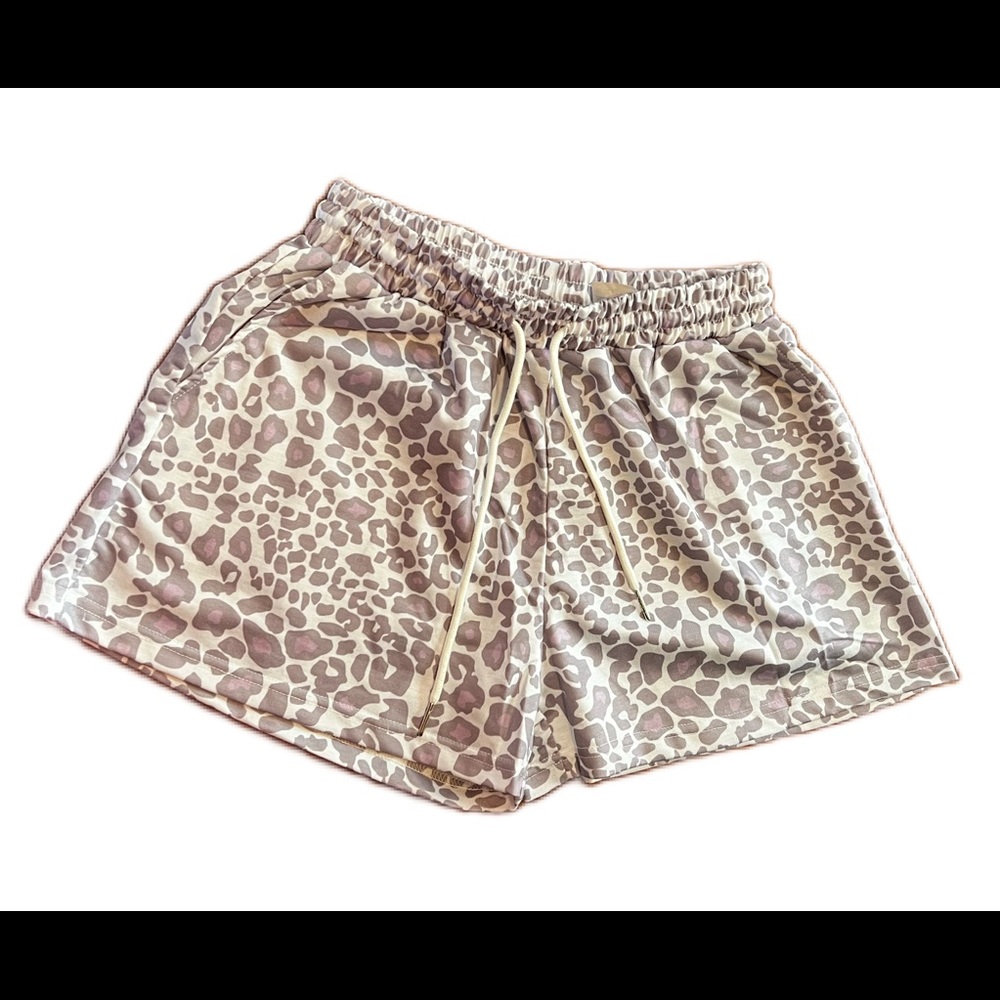 Purple and Gray Leopard Print Athletic  Shorts
